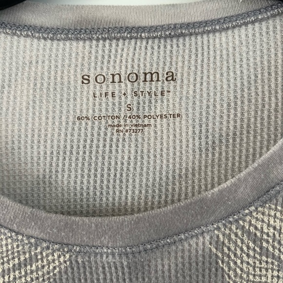 Sonoma Cream and Gray Floral Long Sleeve Tee - Picture 2 of 3